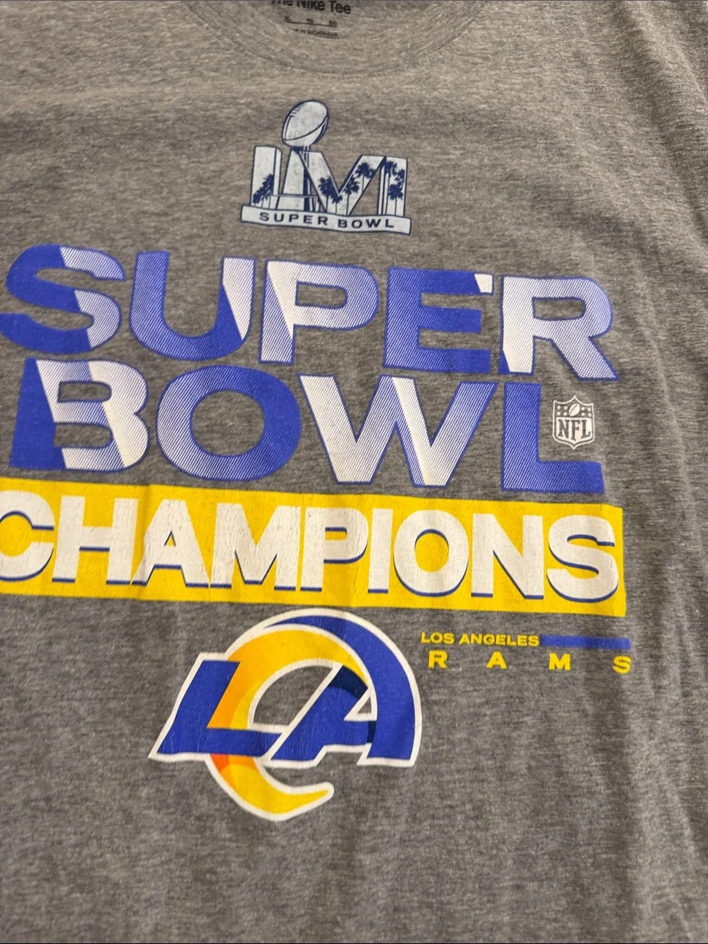 Nike Gray Los Angeles Rams Super Bowl Champions T-Shirt xl